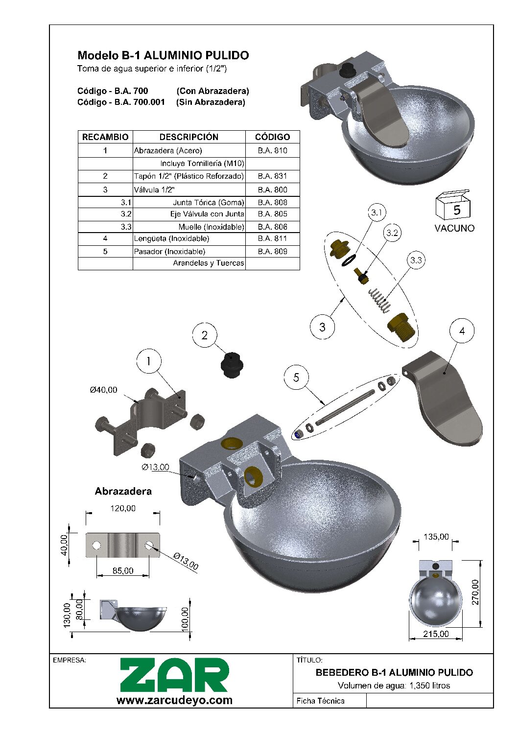 Modelo B-1 ALUMINIO - PULIDO - Imagen 3