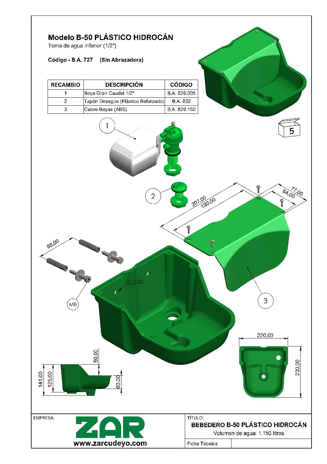 Modelo B-50 PLÁSTICO HIDROCÁN - Imagen 5