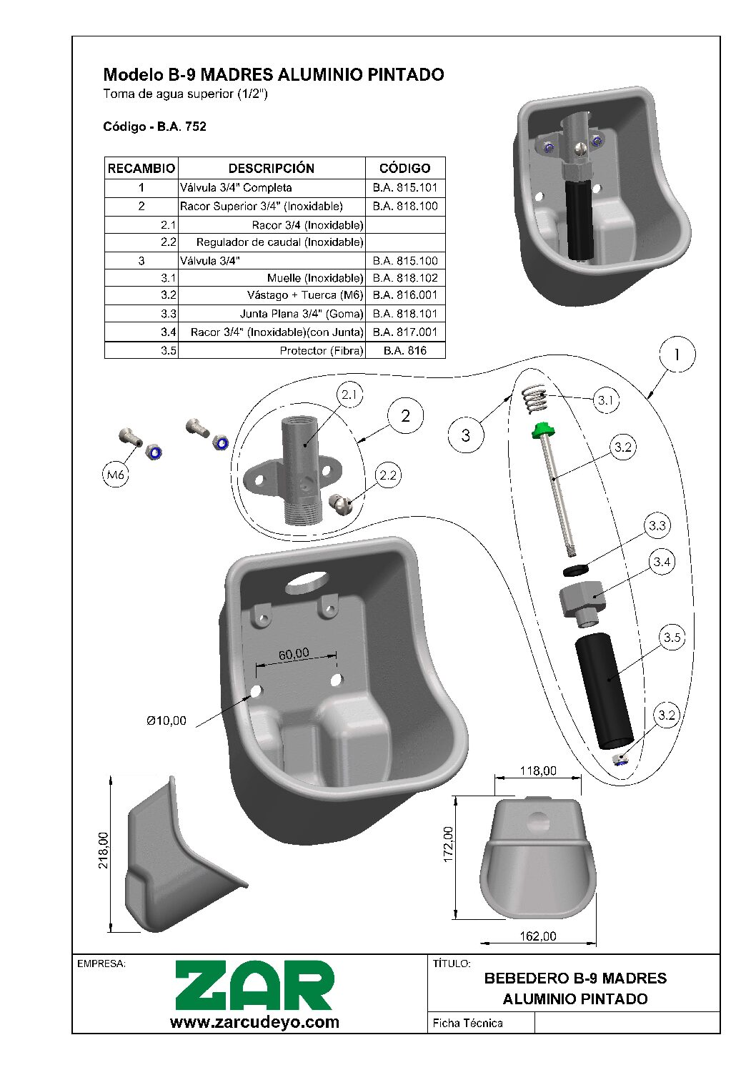 Modelo B-9 MADRES ALUMINIO-PINTADO - Imagen 3