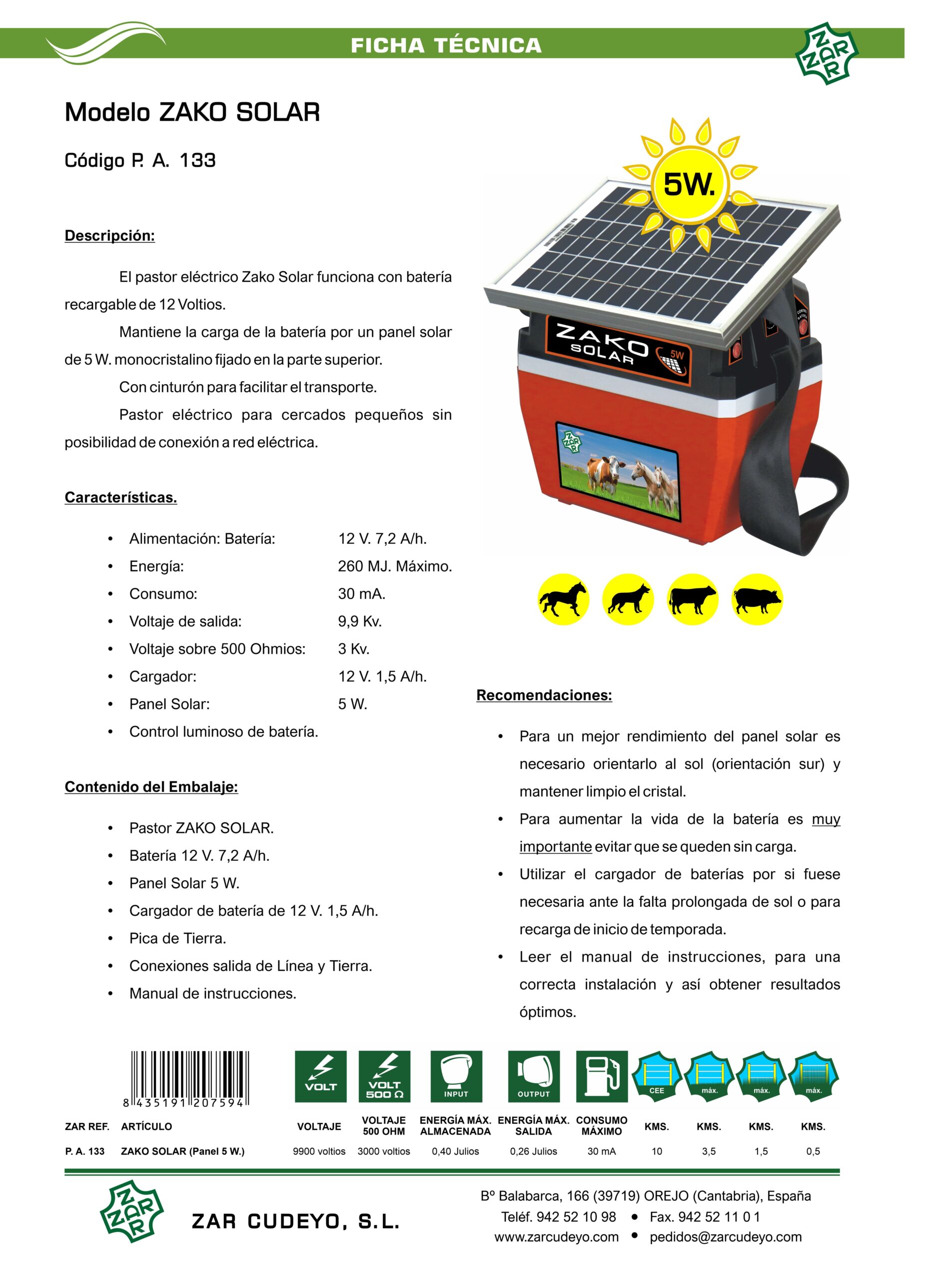 Modelo ZAKO-SOLAR - Código P. A. 133 - Imagen 3