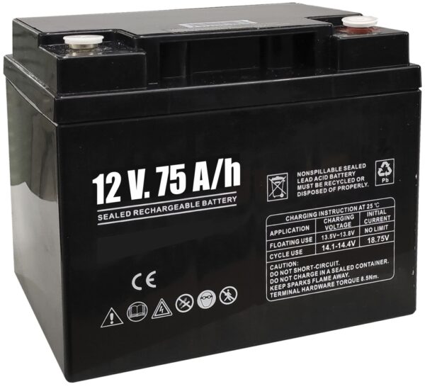 BATERÍA RECARGABLE. 12 V. 75 A/h.